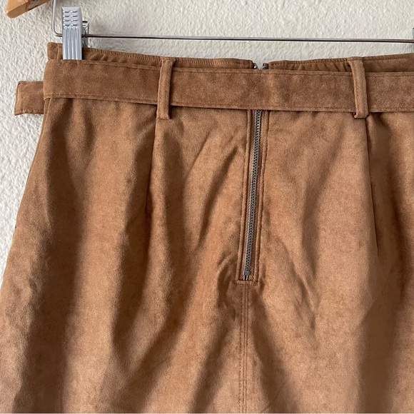 Hollister Ultra High Rise Faux Suede Mini Skirt Women’s S Brown Belted Pockets - Picture 8 of 11